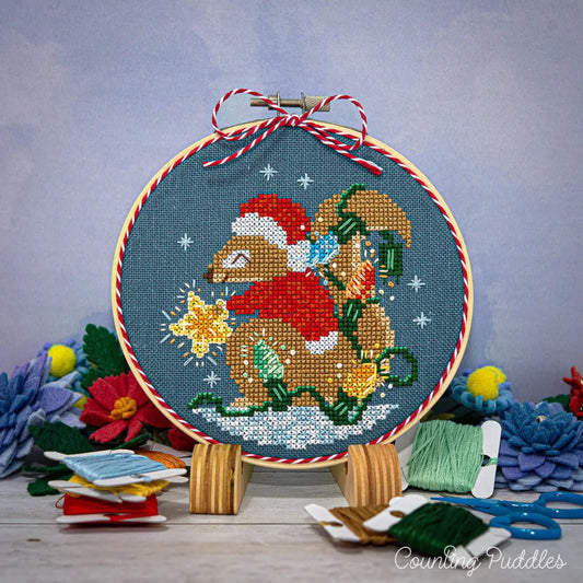 PRE-ORDER - Squirrel’s Bright Winter Night Ornament - Counting Puddles - Cross Stitch Pattern, Needlecraft Patterns, The Crafty Grimalkin - A Cross Stitch Store