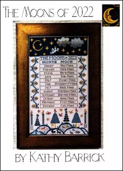 The Moons of 2022 - Kathy Barrick - Cross Stitch Design, Needlecraft Patterns, Needlecraft Patterns, The Crafty Grimalkin - A Cross Stitch Store