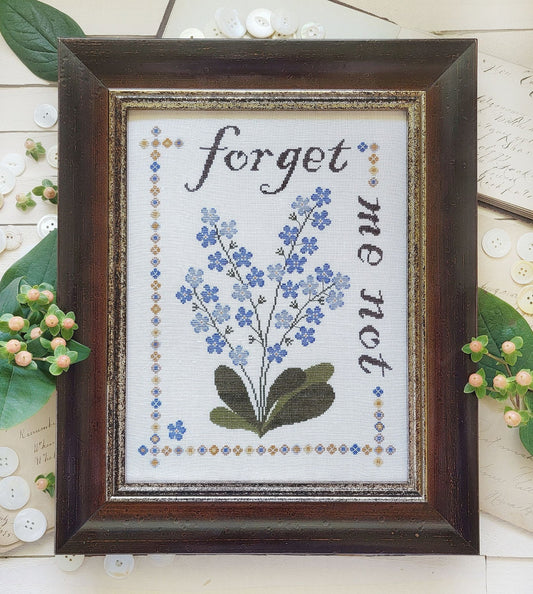 Forget Me Not - Hello From Liz Mathews - Cross Stitch Pattern, Needlecraft Patterns, The Crafty Grimalkin - A Cross Stitch Store