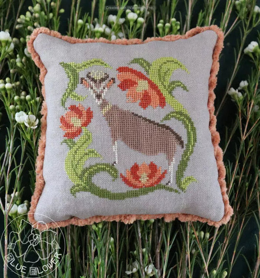 The Tudor Goat - The Blue Flower - Cross Stitch Pattern, Needlecraft Patterns, Needlecraft Patterns, The Crafty Grimalkin - A Cross Stitch Store