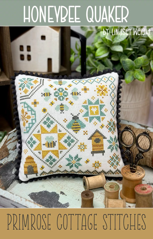 PRE-ORDER - Bee Quaker - Primrose Cottage Stitches - Cross Stitch Pattern, Needlecraft Patterns, Needlecraft Patterns, The Crafty Grimalkin - A Cross Stitch Store