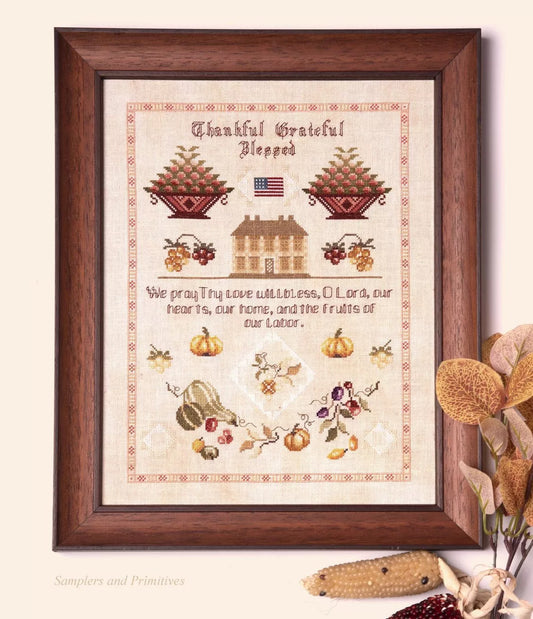 PRE-ORDER - The Thanksgiving Sampler - Samplers and Primitives - Cross Stitch Pattern, Needlecraft Patterns, The Crafty Grimalkin - A Cross Stitch Store