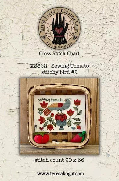 PRE-ORDER - Sewing Tomato Stitchy Bird #2 - Teresa Kogut - Cross Stitch Pattern, Needlecraft Patterns, The Crafty Grimalkin - A Cross Stitch Store