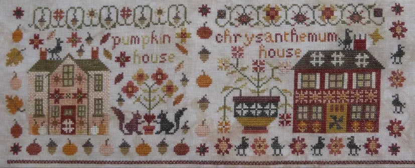 Pumpkin House - The Houses on Pumpkin Lane #1 - Pansy Patch Quilts and Stitchery, Needlecraft Patterns, The Crafty Grimalkin - A Cross Stitch Store